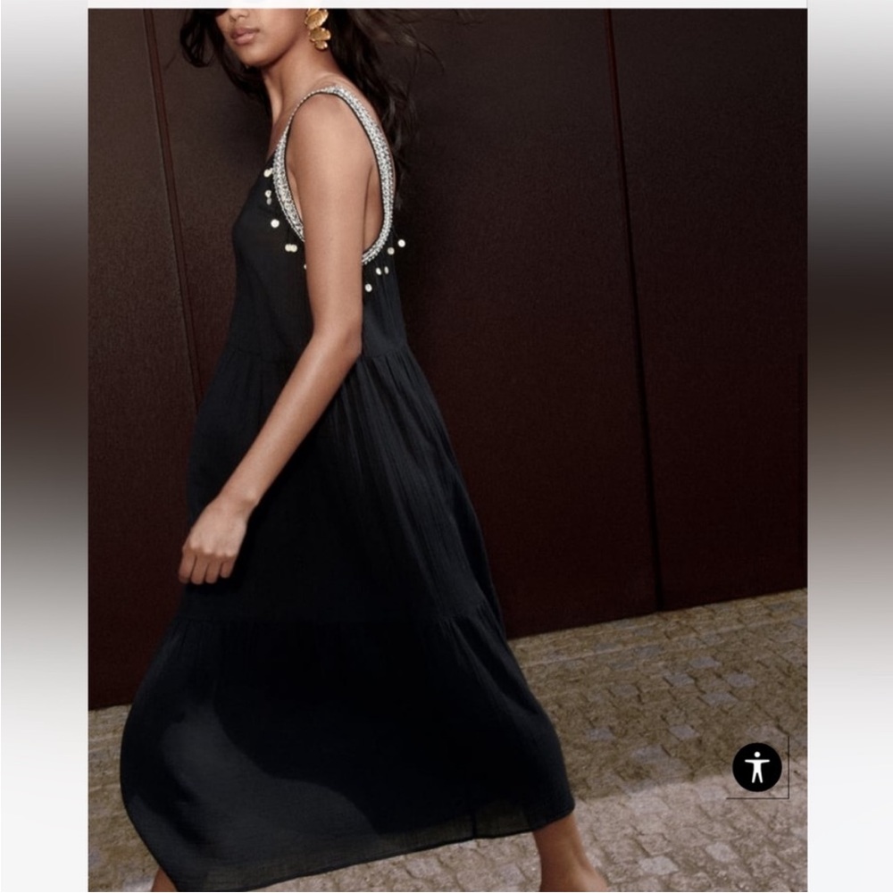 NWT ZARA FRINGED MIDI DRESS